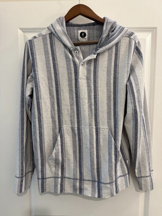 Toes On The Nose Other - Toes on the Nose Beach Hoodie Henley Blue and White Thin and Light Summer Fit